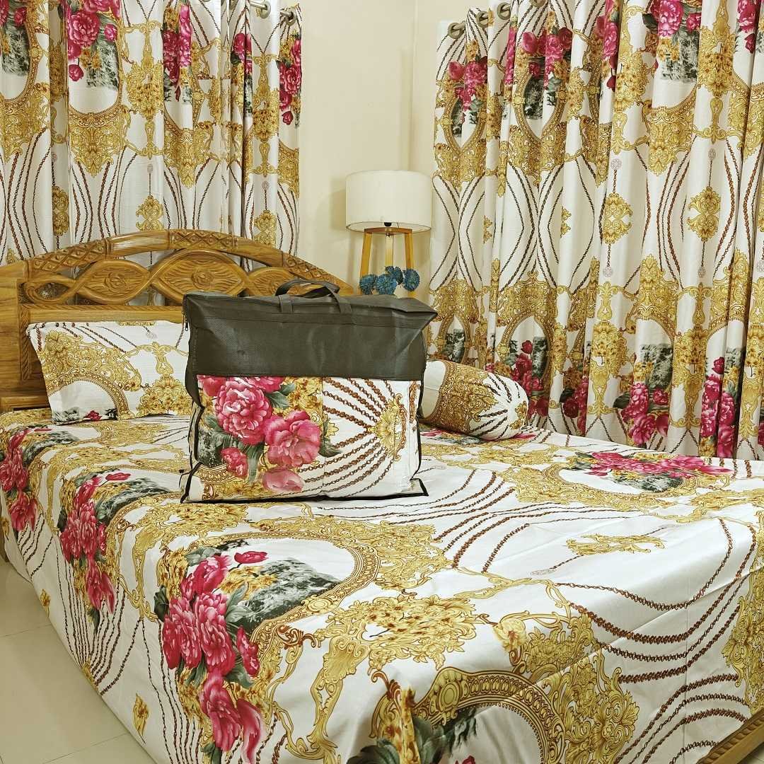 Luxury,Twill,Cotton,Fabrics,Bed,Sheet,And,Comforter,5pcs,Set