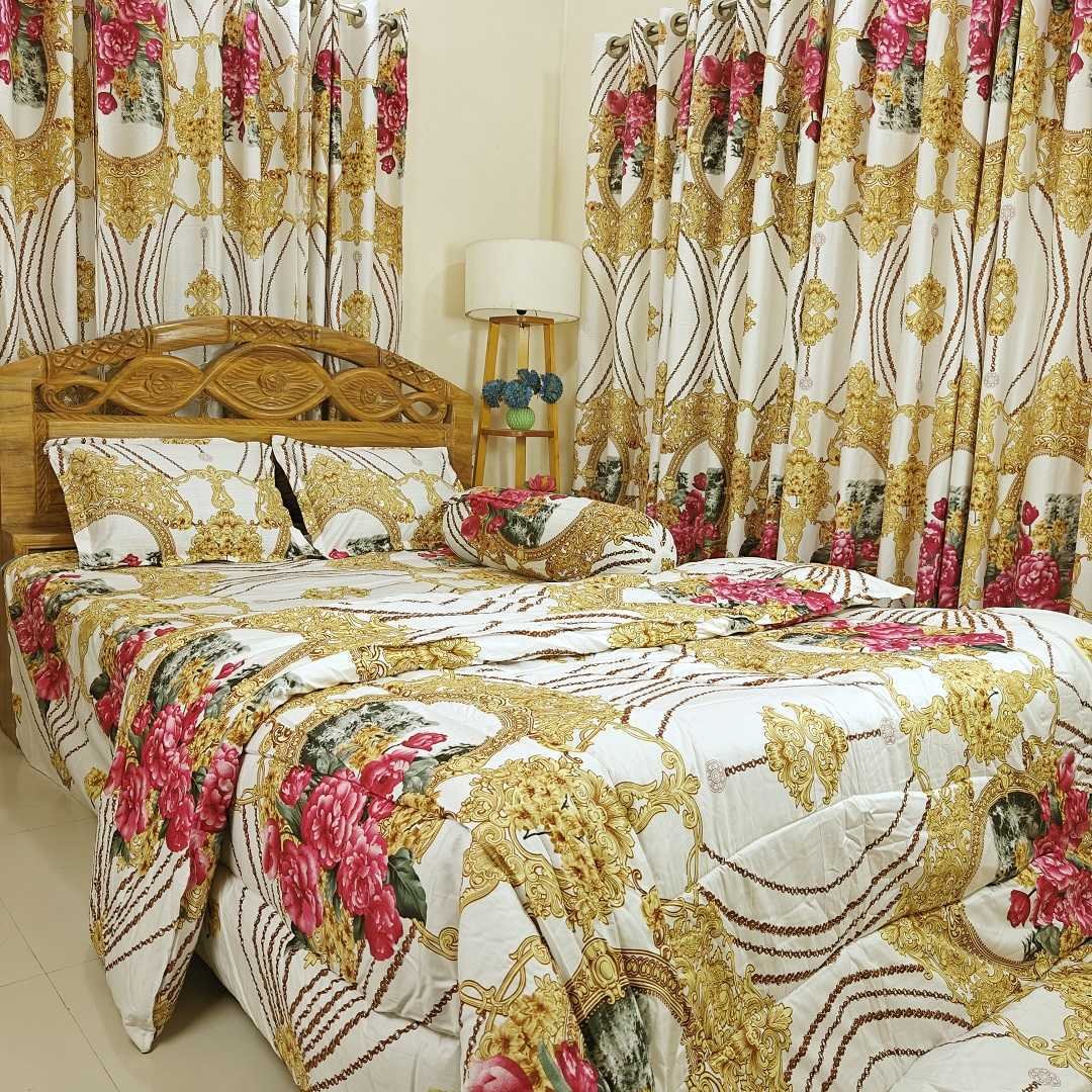 Luxury,Twill,Cotton,Fabrics,Bed,Sheet,And,Comforter,5pcs,Set